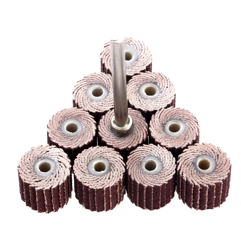 10Pcs 240# Grit Dia 3/8" 10mm Sanding Sandpaper Flap Wheel