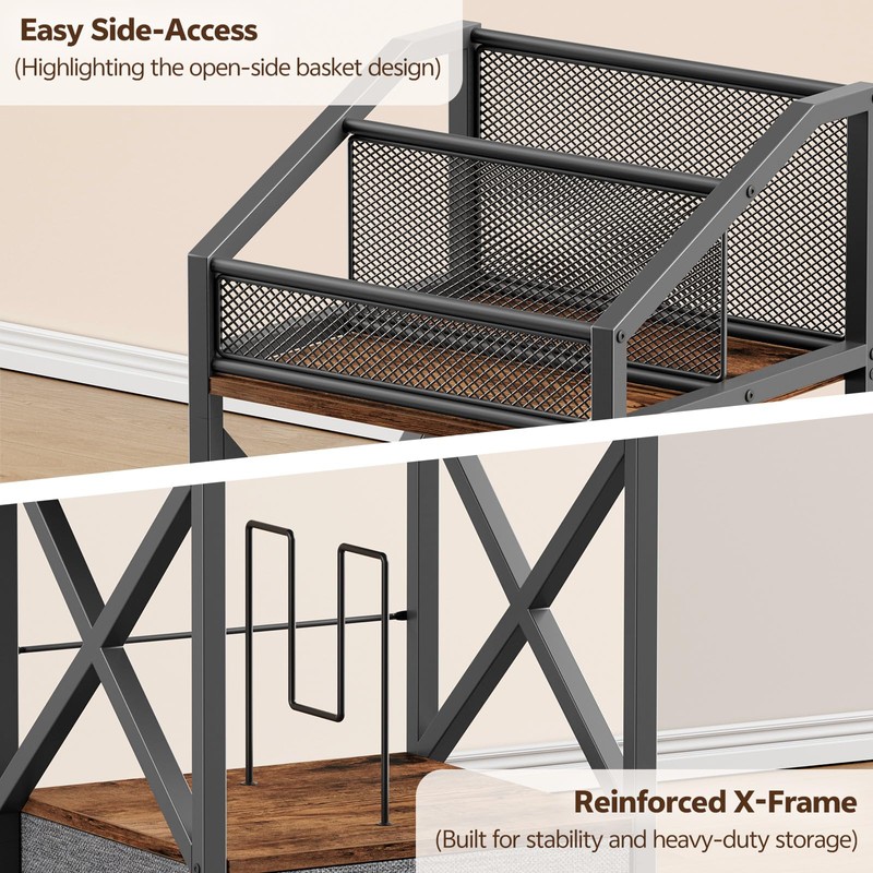 Portin Rolling Vinyl Record Storage Rack, Multi Magazine Holder