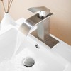 Fransiton Brushed Nickel Waterfall Bathroom Faucet Lavatory Single Handle 1