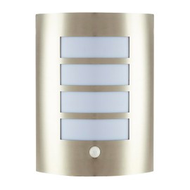 Modern Outdoor IP44 Stainless Steel Flush Wall Lamp Fitting with PIR Sensor | Adjustable to 8m | Lux Control | Time on Settings by Happy Homewares