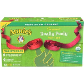 Annie's Homegrown Organic Really Peely Fruit Tape Snack, Strawberry & Berry Flavor, Gluten Free & Non-GMO, Variety Pack, 12 Rolls, 9 Ounce (Pack of 6)