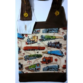 Catheter Night Bag Holder, Cover Nutex.100% Cotton. Locomotive Power.