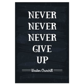 JSC JSC166 Never Never Never Give Up Winston Churchill Poster | 17-Inches by 11-Inches | Premium 100lb Gloss Poster Paper