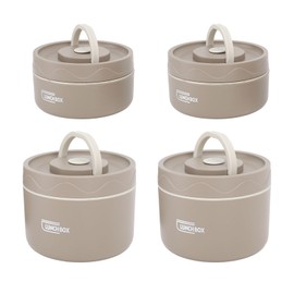 Lonchera Studengt, Contenedor de Alimentos Redondo de Acero Inoxidable 304, Caja Térmica a Prueba de Fugas con Tapa y Bolsa de Bolsas Disponibles (4 caja)