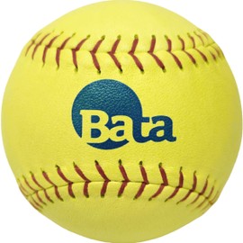 BATA 12 Inch Low Seam Softballs, Pack of 12 Softball Set for Pitching Machine Training, Balls for Pitch Machines, Yellow Leather