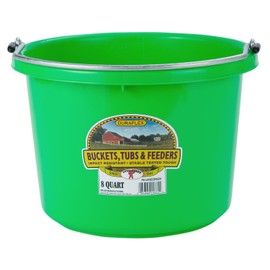 Little Giant Plastic Animal Feed Bucket (Hot Pink) Round Plastic Feed Bucket with Metal Handle (8 Quarts / 2 Gallons) (Item No. P8LIMEGREEN6)