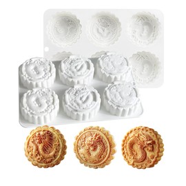 Silicone Dessert Mold for Chocolate Cheesecake, Mousse Molds 6-Cavity Non-Stick Flexible Round Dragon Baking Mold, Easy Release for Candy, Jelly, Ice Cube - BPA Free (G_ Dragon)