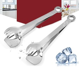 Unomor Mini Ice Tongs 2 Pack Stainless Steel Sugar Cube Holder Food Serving Tongs for Party Bar Kitchen Appetizers Lemon Slices