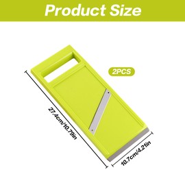 2 Pcs Mandoline Vegetable Slicer, Handheld Mandoline Food Slicer, Manual Kitchen Cucumber Slicers, Portable Stainless Steel Fruit Slicers and Vegetable Cutters for Fruit Carrot Potato Cutters