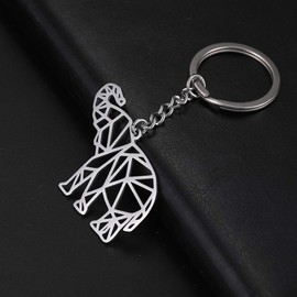 cooltime Animal Lover Stainless Steel Geometric Cut Out Keyring, silver