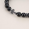 COAI Stone Beaded Black Tourmaline Bracelet for Men Women, Cross