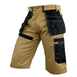 Notus Men’s Workwear Short Cordura Reinforced Holster Pocket Utility Cargo Shorts Khaki 30