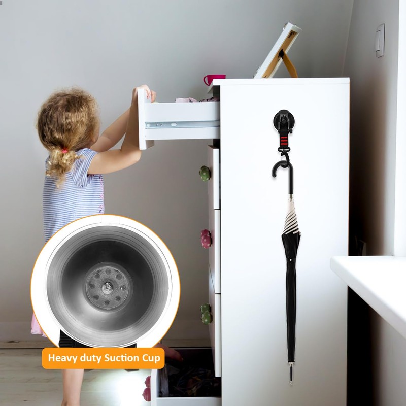 PRETYZOOM 4pcs Heavy Duty Suction Cup with Security Hooks, Camping