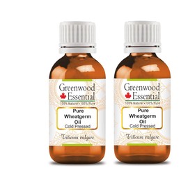 Greenwood Essential Wheatgerm Oil (Triticum vulgare)| Cold Pressed | Natural | Undiluted | For Diluting Essential Oils | For Hair, Skin & Massage | Men & Women |30ml X 2 (2 oz)