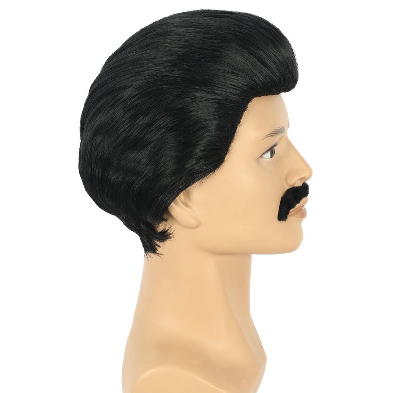Adult Short Mens Black 70s80s Rocker Wig Anime Wig
