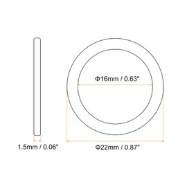 uxcell M16 Flat Washer, 30 Pcs Copper Ring Flat Washers 22mm OD Metal Sealing Gasket Ring for Screws Bolts Nuts