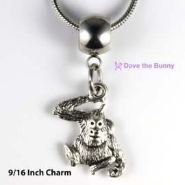 Dave The Bunny Orangutan Necklace - Funky Animal Jewelry: Elegant Animal Necklace with Monkey Stuff Stainless Steel Snake Chain and Durable Alloy Charm of a Orangutan Monkey Gifts for Women
