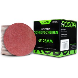 RODOPI RedDevil Velcro Sanding Discs 125 mm Grit 40-320 Sandpaper for Random Orbital Sanders Unperforated Zirconia Corundum Sanding Pads Round Velcro Disc - Pack of 50 K40