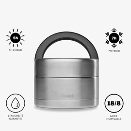 QWETCH - Arty 650ml Insulated Stainless Steel Lunch Box with Handle - Hot Food Box - 5 Hours Hot and 7 Hours Cold - Waterproof and BPA Free