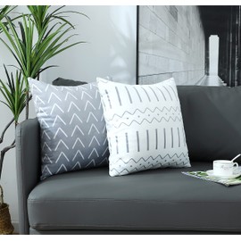 Homefeelzydys Cushion Covers,Cushion Covers 60 x 60 set of 4 Grey Square Throw Pillow Case Cushion Covers 24x24 4Pack For Outdoor Patio Garden Blench Living Room Sofa Farmhouse Decor