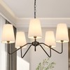 5-Light 30” Modern Chandelier with White Shades, Classic Pendant Ceiling
