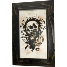 Hidden Gun Cabinet with Skull Giving Middle Finger To Securely Store and Conceal Your Gun by Bellewood Designs