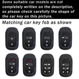 ontto Key Holder Compatible with Honda Accessories Smart Remote Car Key Case Metal and Leather Key Protector for Accord Civic HR-V CR-V Pilot Sport SI EX EX-L Touring 2022 2023 2024 Key Fob Black