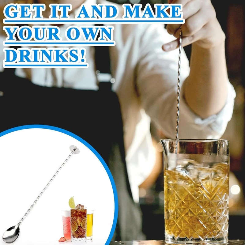 JYTDBCS Stainless Steel Bar Mixing Spoon with Masher, Twisted Cocktail
