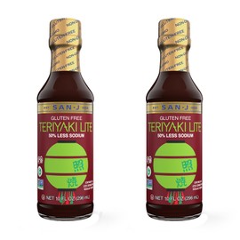 San-J - Gluten Free Lite Teriyaki Sauce with 50% Less Sodium - Well-balanced Sauce for Cooking - Non-GMO - 10 oz. Bottles - 2 Pack