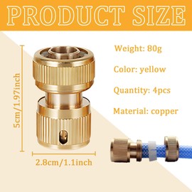 4-Pack Heavy-Duty 5-Point Copper Hose Quick Connectors – Brass Quick-Connect Fittings for Gardening, Home Watering & Car Washing – Essential Parts for Hose Systems in Watering Equipment