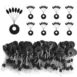 JTKREW 600 Rubber Fishing Bobber Stoppers - Rubber Stopper Line Stopper Fishing - 6-in-1 Rubber Beads Floats Fishing (Black or Yellow)