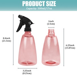 YOLCAR 2 Pack 17oz/500ml Spray Bottles, Mist/Stream Water Bottles for Gardening, Cleaning Solutions, Pink and Green