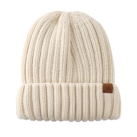 Magracy Men's Beanie Hat Winter Thermal Hat for Men Women Classic Knitted Hat, beige