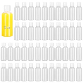 Paquete de 110 botellas de plástico de 2 onzas con tapas superiores blancas, botellas de plástico transparentes para loción y champú, sin BPA para líquidos y cuidado personal