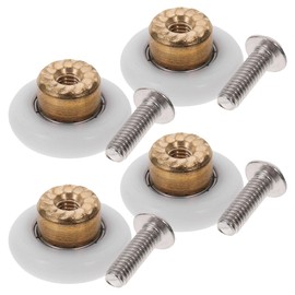 CALLARON 4 Rodillos para Puertas Correderas de Ducha de Cristal con Polea Redonda de Nailon Rodamiento Pom Eje de Cobre de 19 MM con Tornillos Repuestos para Baño y Mamparas de Ducha