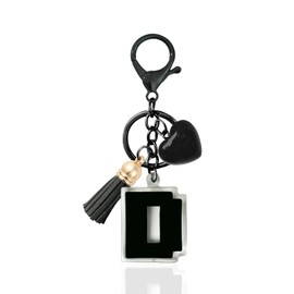 Zesirmay Initial Letter A-Z Keychains for Women,Pixel Letter Keychain Gifts for Girls Alphabet Keyring for Hangbag Backpack (D, Pixel-Black)