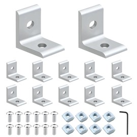 Seekliny 12 Pack 2020 Corner Bracket Connector 20 Series Aluminum Extrusion Profile Accessories Hardware, 90 Degree Angle Bracket for 20x20 Extruded Aluminum Silver