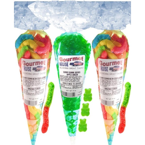 Gummy Worms (2) Neon Sour Worms (1) Green Apple Gummi