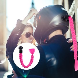 Motorcycle Helmet Braids for Men and Women - Stylish Ponytail Decoration for Helmet- Removable Rosy Hair Extensions