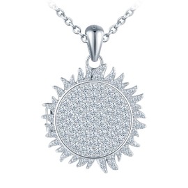 Yumilok Pendant Necklace for women 925 Sterling Silver sun Sunshine Zirconia Open Rund Photo Picture Locket Necklace