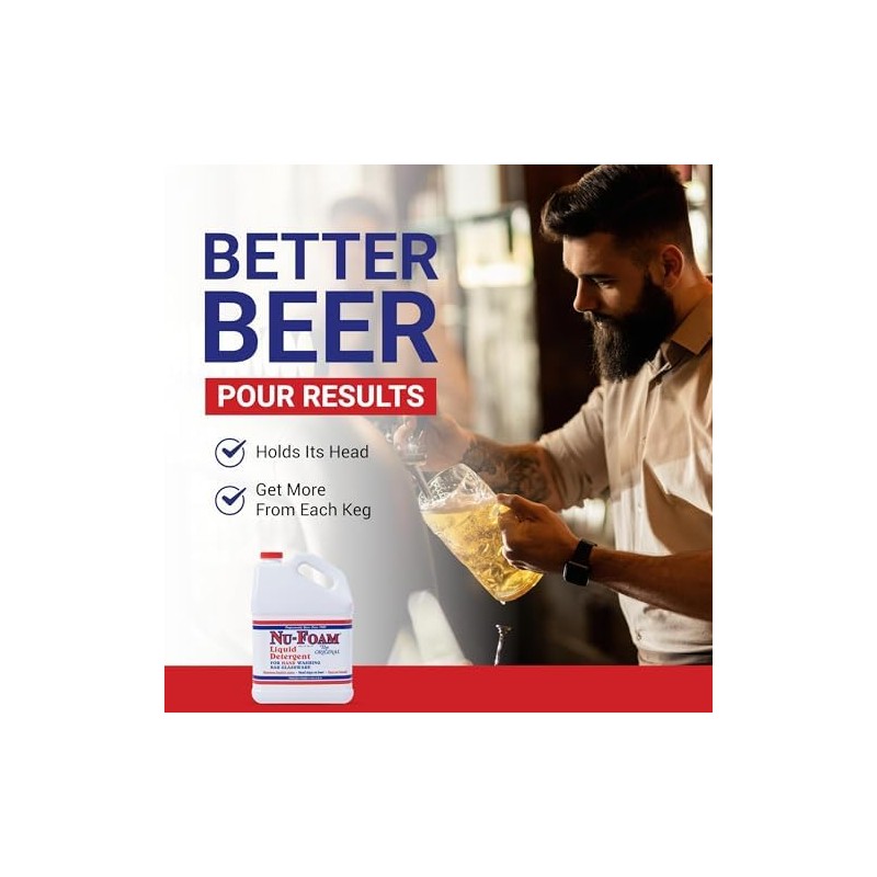 Nu-Foam Liquid Detergent for Bar Glassware – Original Streak-Free Solution