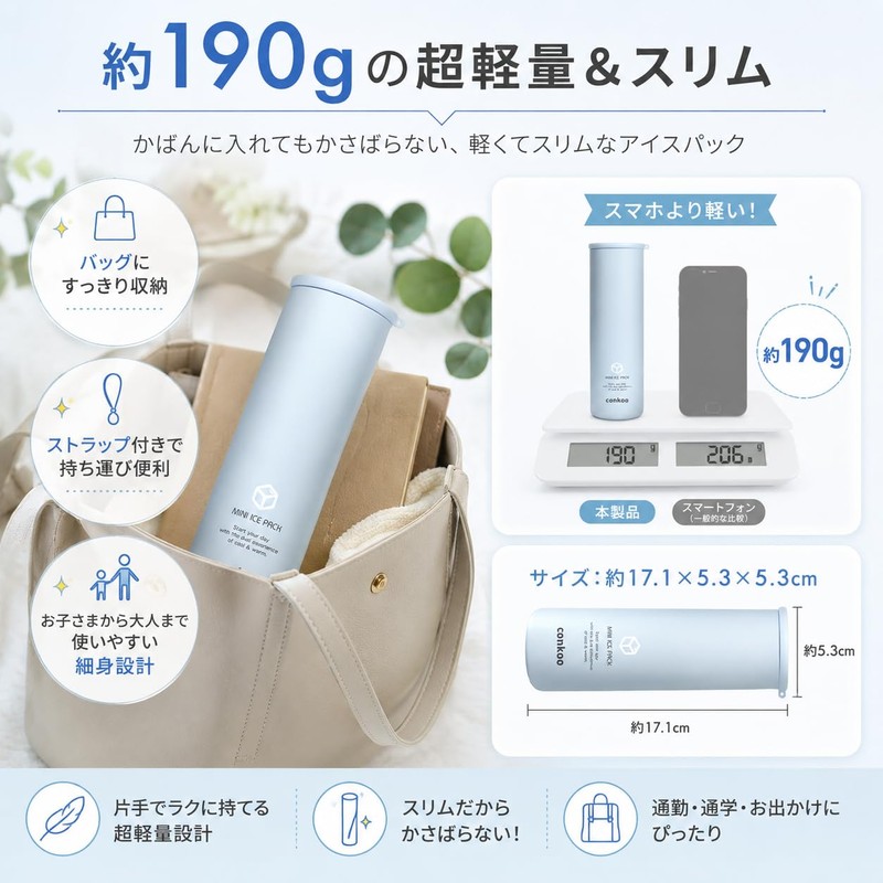 Mini Ice Pack, 20 Hours Cold Retention, Compact, 6.7 oz