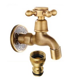 Felimoa Antique Faucet Flower Retro Brass Lavatory Bathroom Washing Kitchen Outdoor