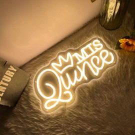 Brochao Mis Quince Neon Sign for Wall Decor Dimmable LED Sign Neon Lights for Bedroom Light Decoration for Birthday Party Room Decoration Gift for Girl Kid Lover 40CM*23CM Warm White