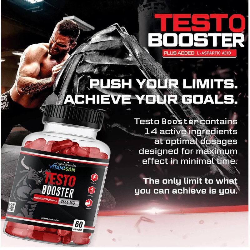 Testo Booster Supplement for Men 60 Caps | Vitality, Stamina,