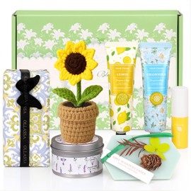 Sunflower Gifts for Women, Emotional Support Sunshine Birthday Pamper Gifts for Her, Get Well Soon Gifts Basket Self Care Package Relaxation Gift Set for Mum Friends Sisters Wife Coworker Bestie