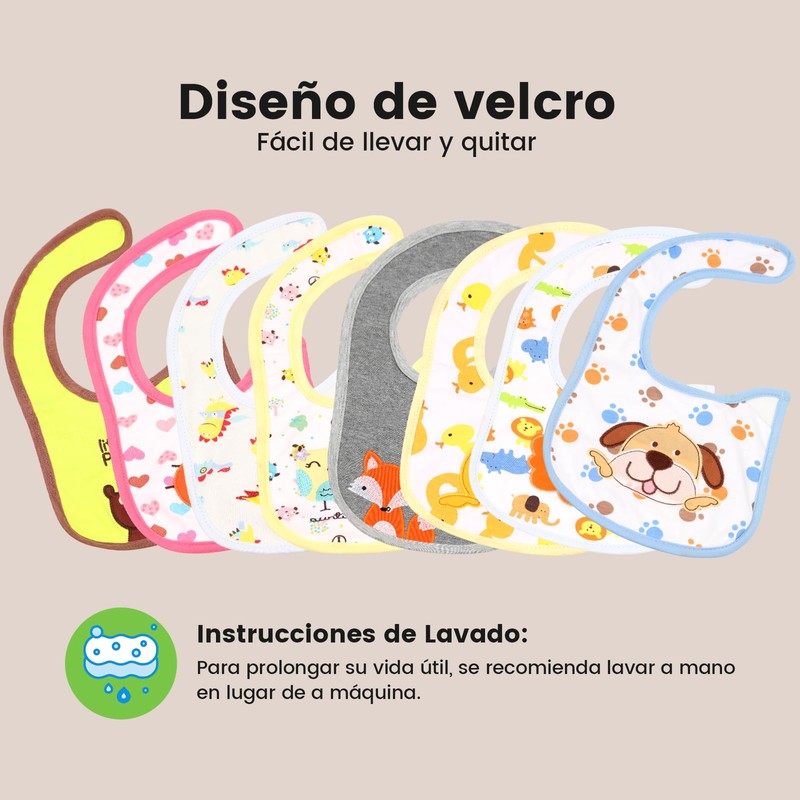 AFPYC 8pcs Baberos de Bebé para Niños, Impermeables, con Diferentes