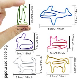 Paper Clips 30 Pieces Cute Animal Shaped Paperclips Metal Paper Clamps for Paperwork Documents, Bookmarks, Paper Clips for School, Office, Stationery Supplies, Multicoloured