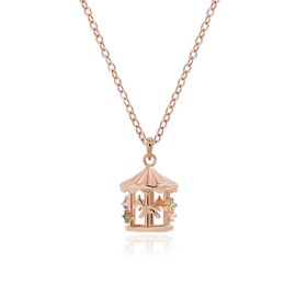 Meissa Carousel Necklace for Girls Mother's Day Merry Go Round Horse Charm Pendant Necklace 925 Sterling Silver Chain Teen Girls Jewelry, Rose Gold