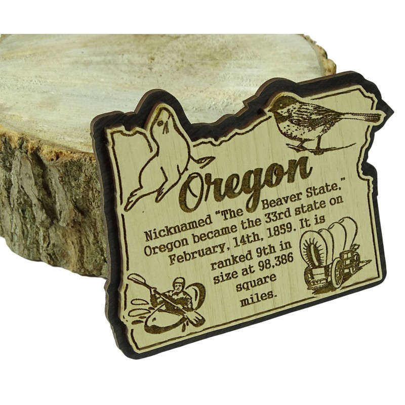 USA Oregon State Map Wooden Magnet Souvenir Fridge Magnet Gift